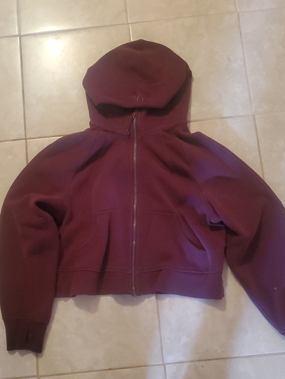 lululemon athletica Women's Maroon Zip-Up Hooded Varsity Jacket